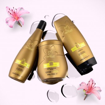 Kit Ouro 24k Shampo, Mascara e Leavin